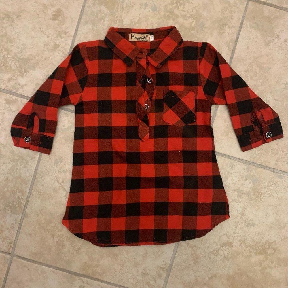 Baby Girl Buffalo‎ Plaid Button-Up Top